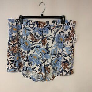 Old Navy Womens Shorts SZ XXL Blue Floral Flat Front NWT Causal Tropical Relaxed